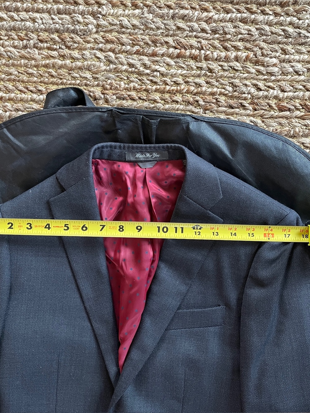 Custom Indochino charcoal wool suit. Silk burgundy lining. Jacket AND pants. - Picture 8 of 14